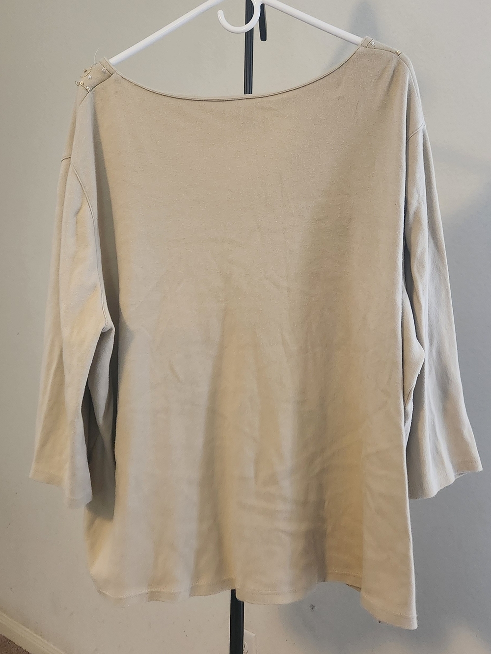 Jane Ashley Beige Embellished V-Neck Top - Picture 3 of 3